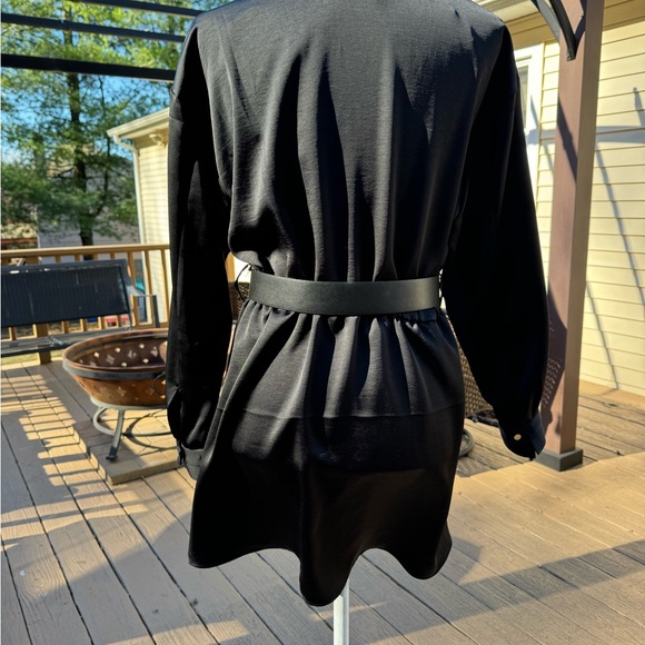 ❤️ Stunning Black Zara Shirt Dress size meduim long sleeve with belt - Picture 3 of 7